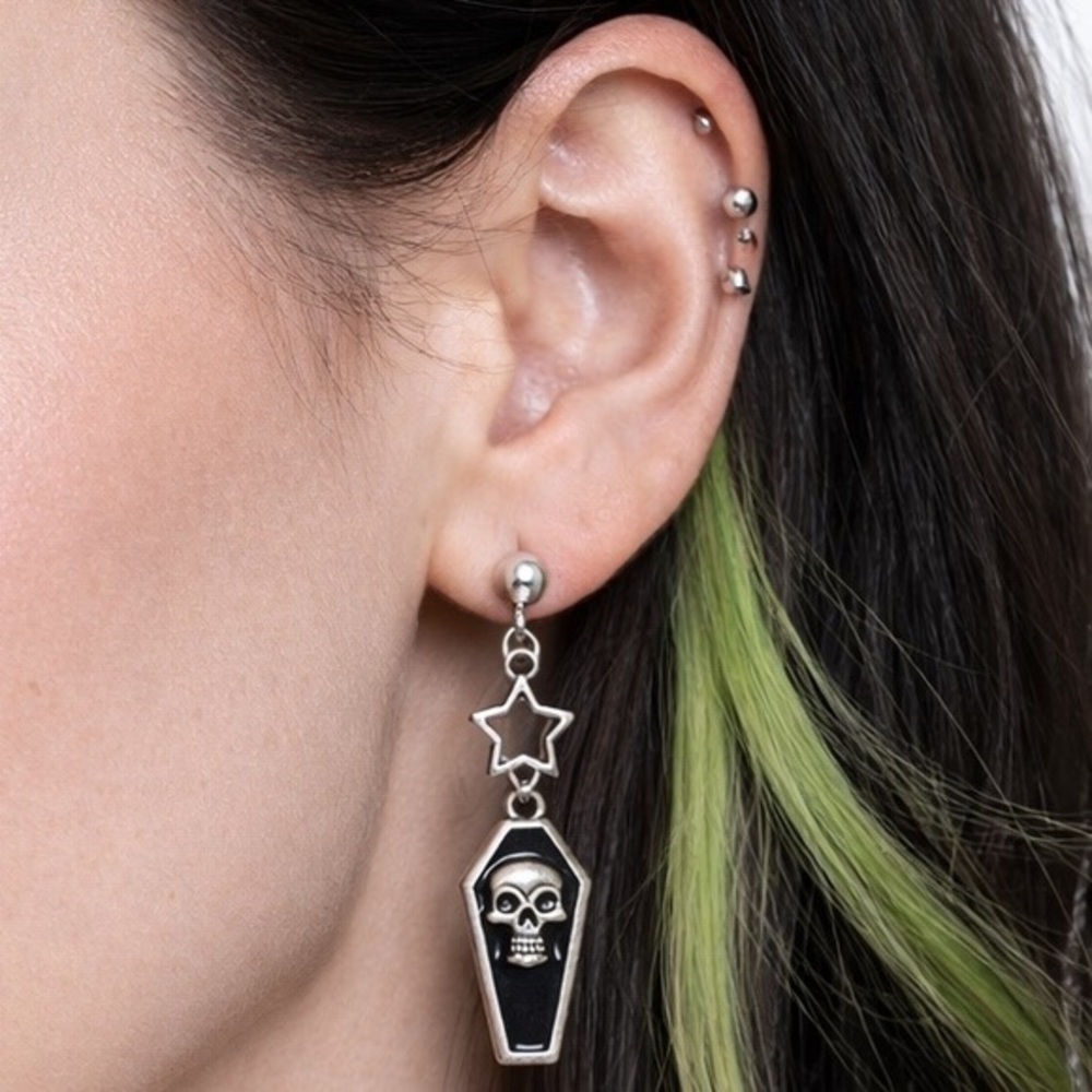 Halloween Gothic Skull Star Retro Punk Dangle Earrings
